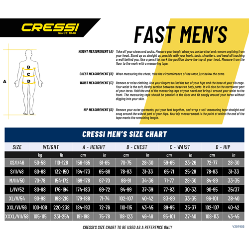 ~Fast 3mm - Cressi Steamer - Mens Sizes